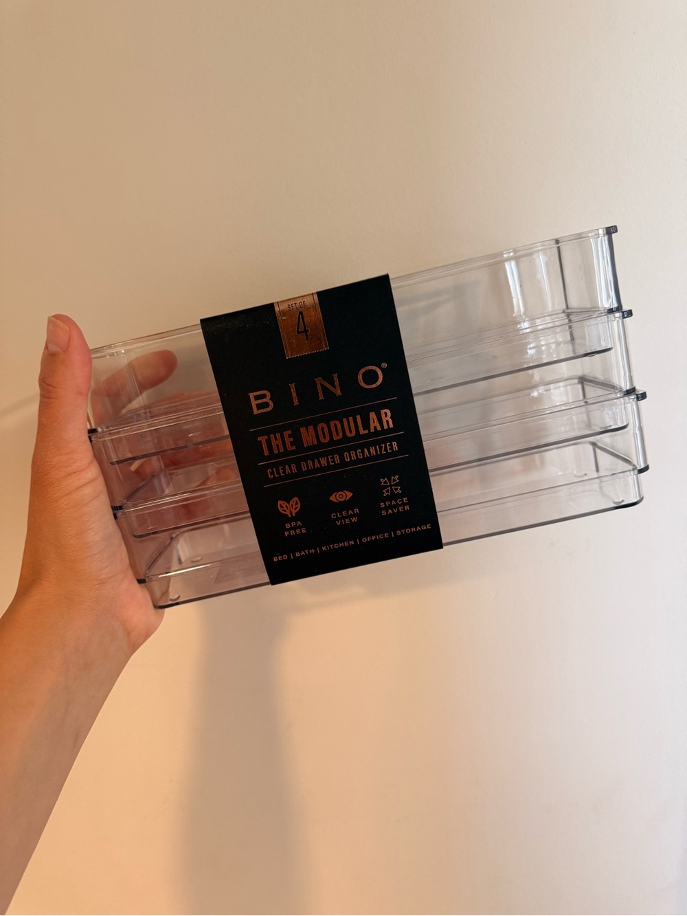 BINO Clear Modular Makeup Drawer Organizer Set of 4 - Clear